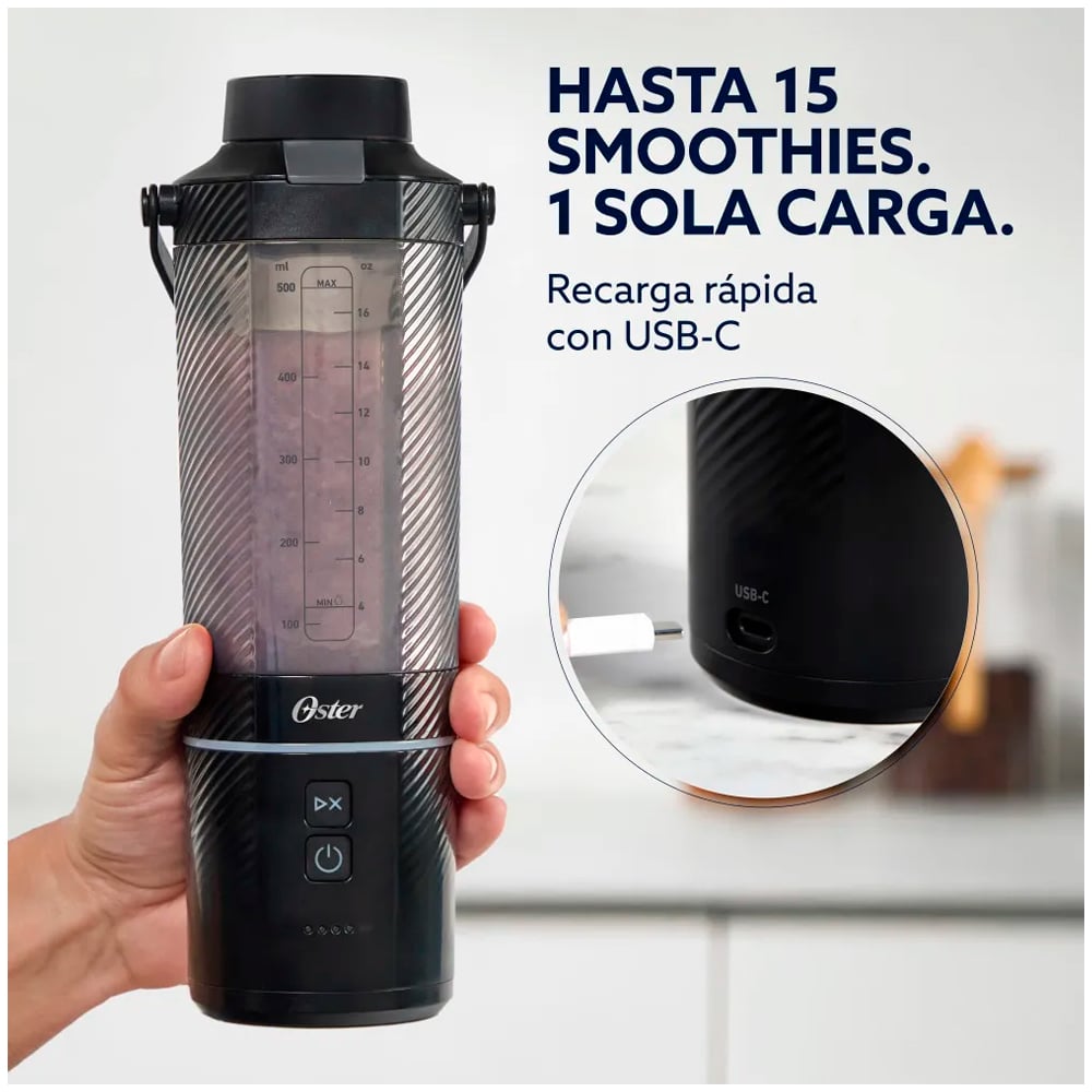 LICUADORA PORTÁTIL RECARGABLE USB GOMAX BLSTGFP-B20 OSTER 500 ML - 2