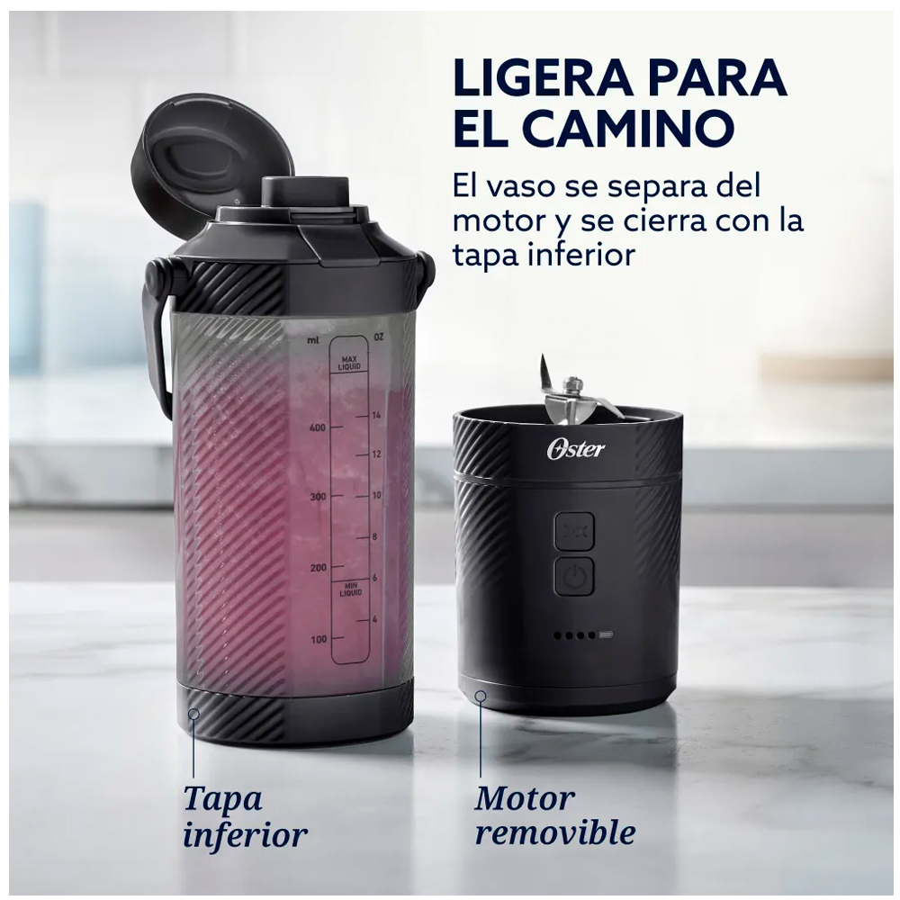 LICUADORA PORTÁTIL RECARGABLE USB GOMAX BLSTGFP-B20 OSTER 500 ML - 6
