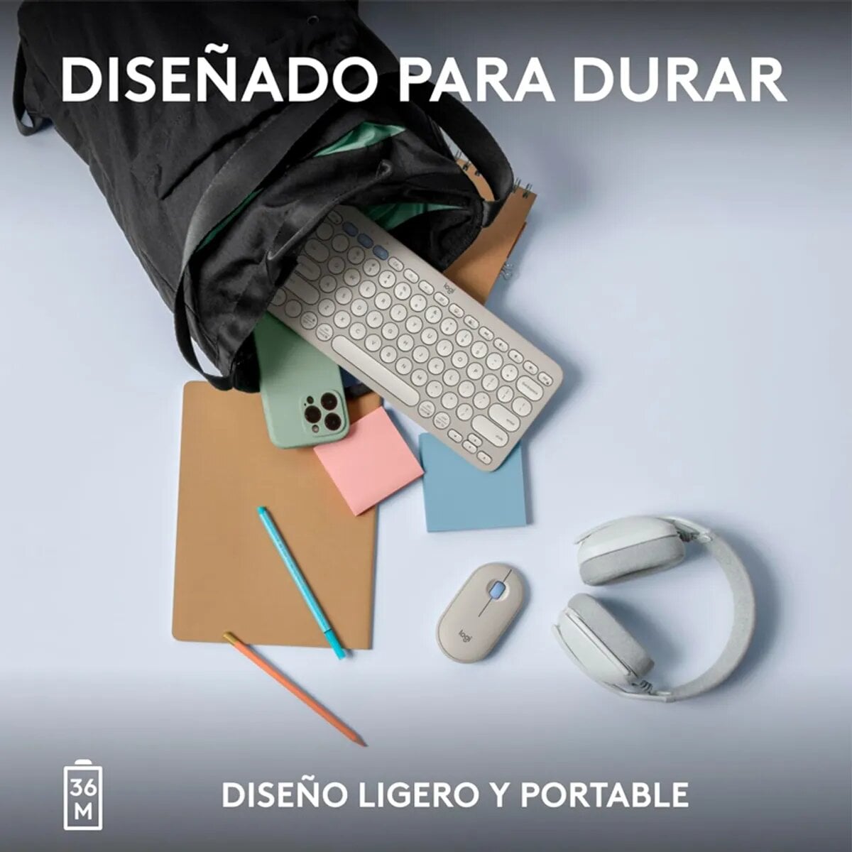 TECLADO LOGITECH PEBBLE 2 K380S BLUETOOTH/WIRELESS SP WHITE - 4