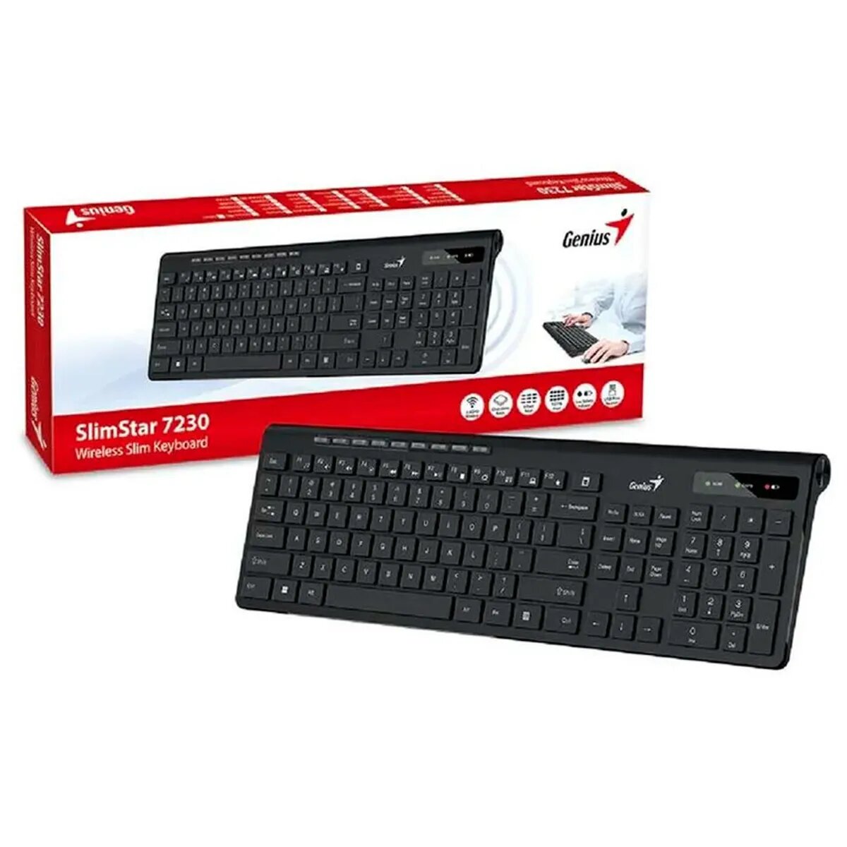 TECLADO GENIUS WIRELESS SLIMSTAR 7230 AI COPILOT MULTIMEDIA SP BLACK - 2