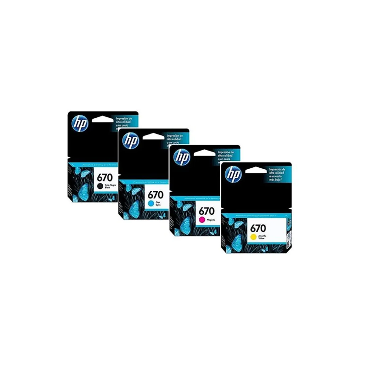 KIT TINTA HP 670 CYAN, MAGENTA, AMARILLO, NEGRO - 1