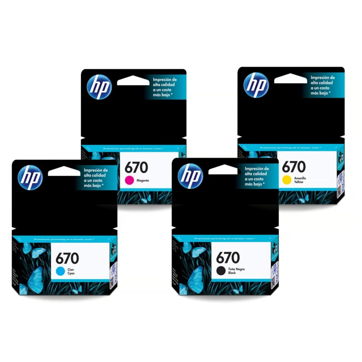KIT TINTA HP 670 CYAN, MAGENTA, AMARILLO, NEGRO - 2