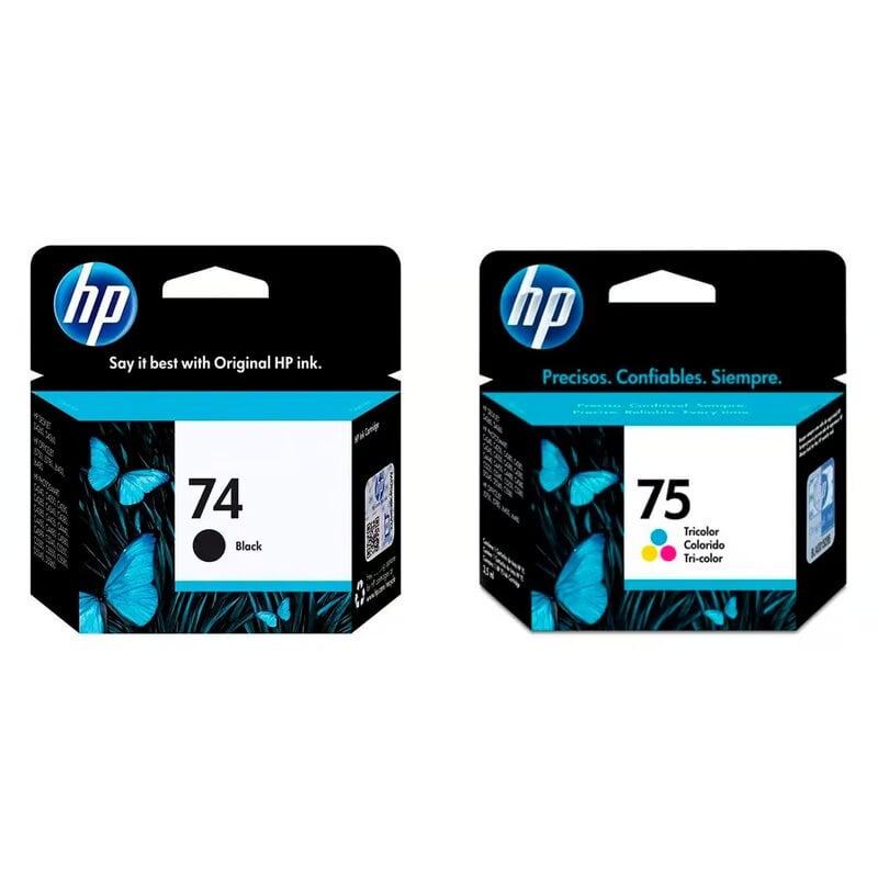 KIT TINTA HP 74, 75 NEGRO, TRICOLOR - 1