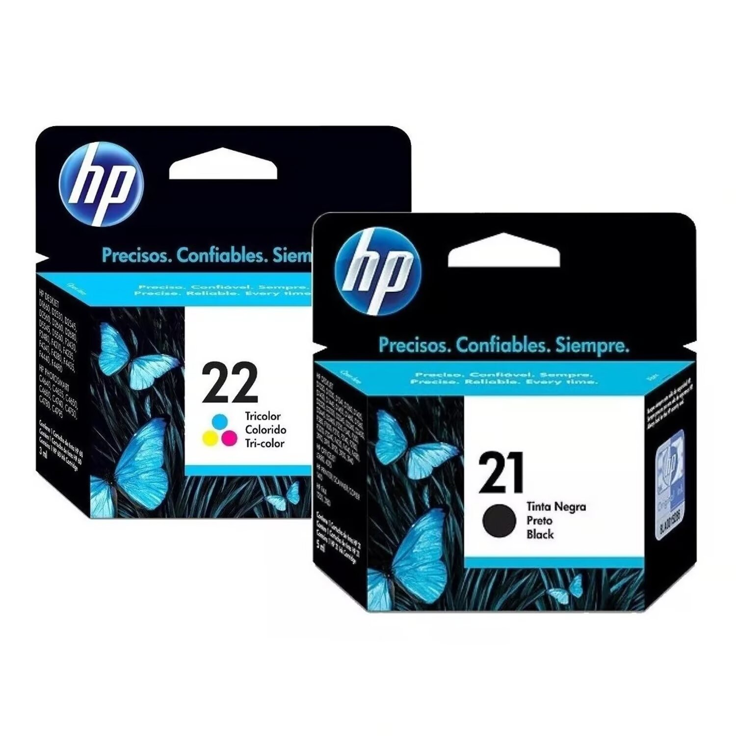 KIT TINTA HP 21, 22 NEGRO, TRICOLOR - 2
