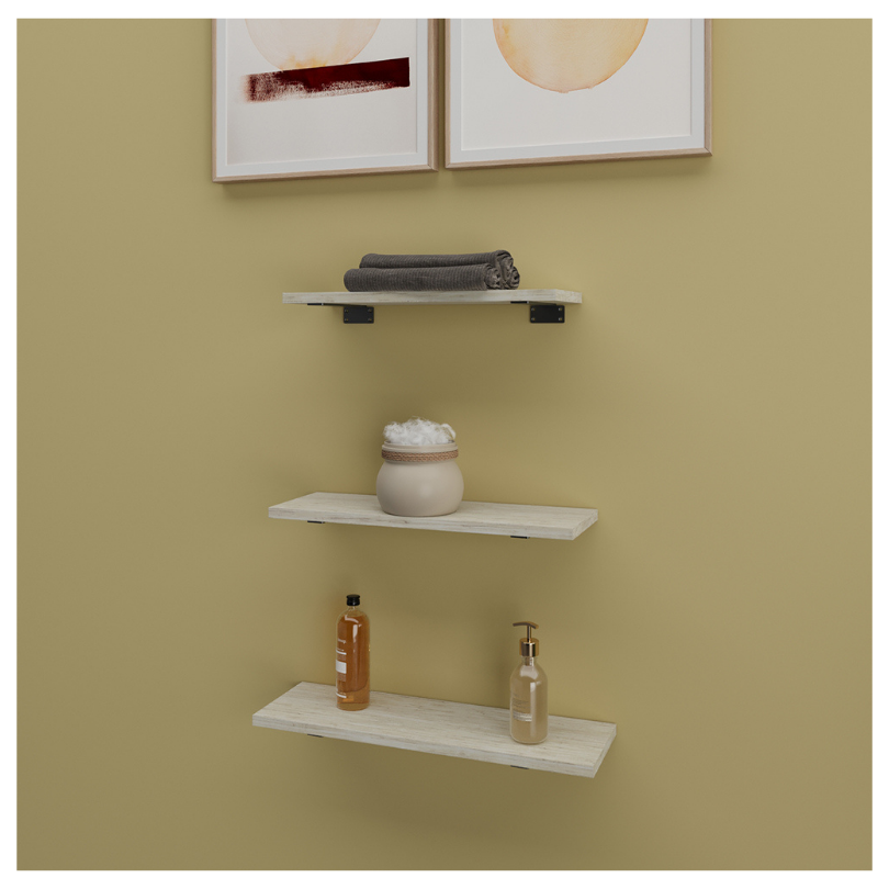 REPISAS FLOTANTES CON SOPORTE SET DE 3 - STOBUS PINE - 1