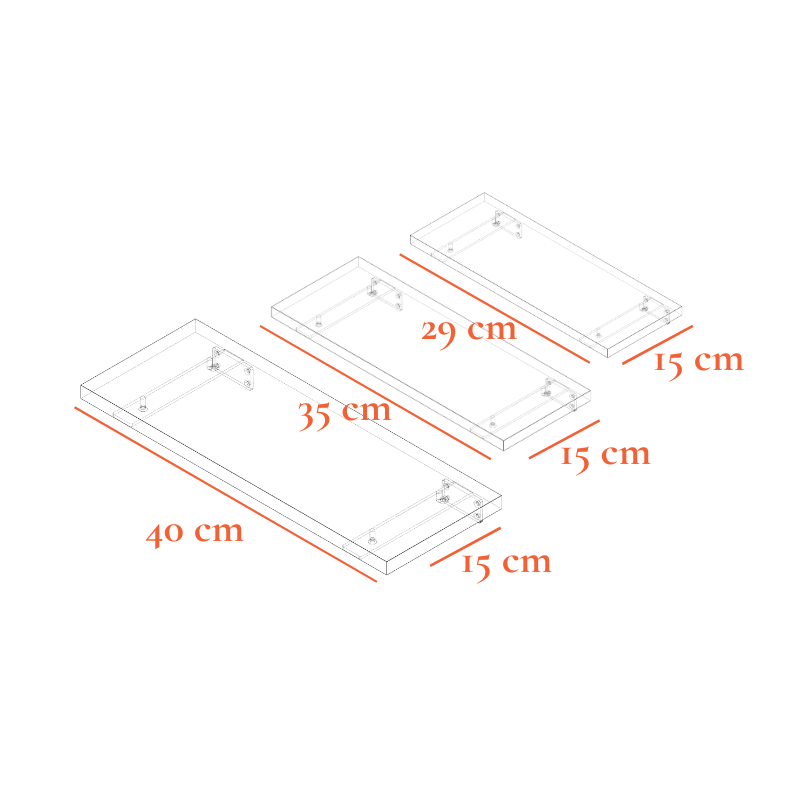 REPISAS FLOTANTES CON SOPORTE SET DE 3 - STOBUS PINE - 4
