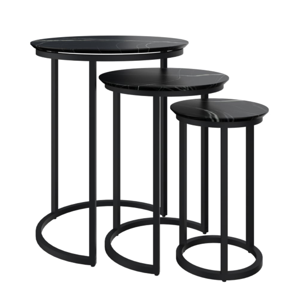 MESAS DE CENTRO SET 3 - BARMER DARK MARBLE - 2