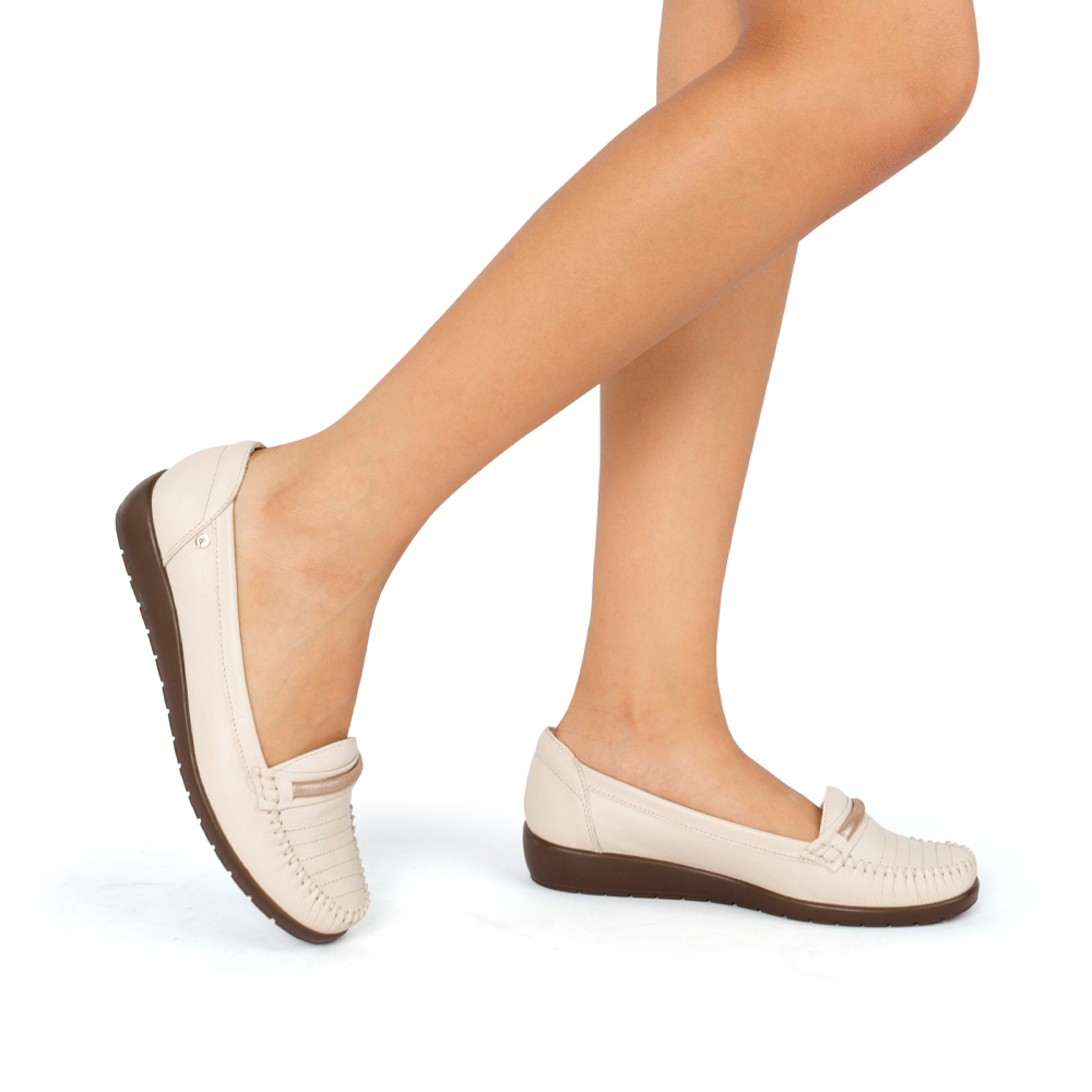 MOCASINES MUJER PAR&SS CUERO HUESO KA24-PIA - 1