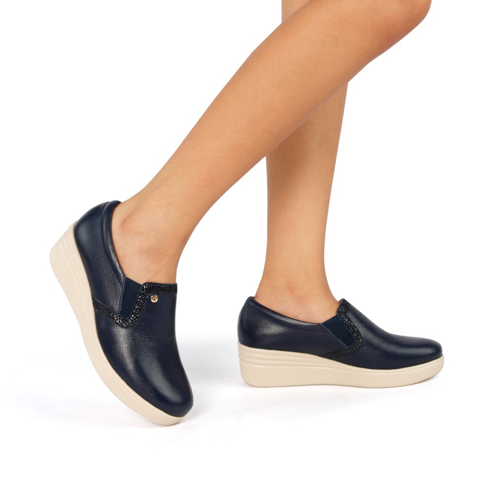 MOCASINES MUJER PAR&SS CUERO AZUL KA24 - 1