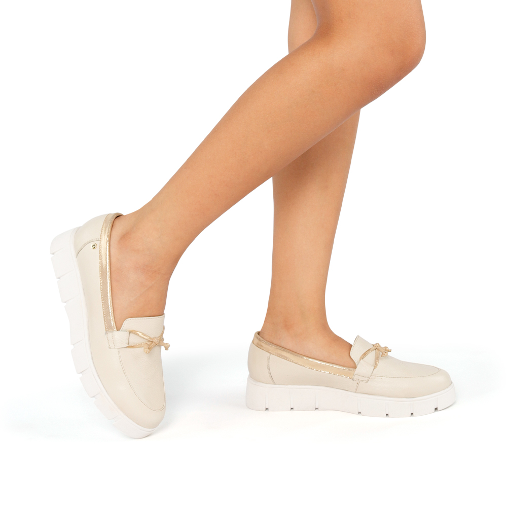 MOCASINES MUJER PAR&SS CUERO HUESO KA24-OXPUA - 1