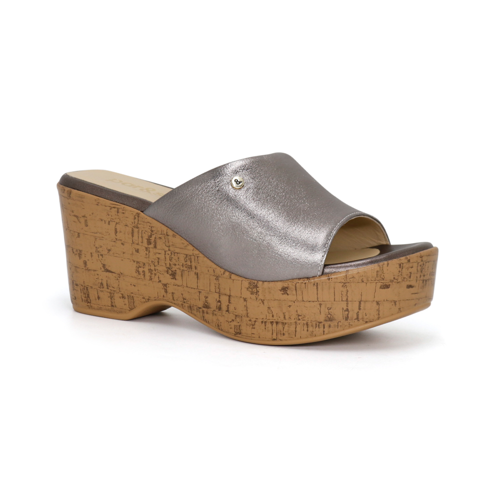 SANDALIAS CASUALES MUJER PAR&SS CUERO PLATA KA24Q4-NAWAL - 1