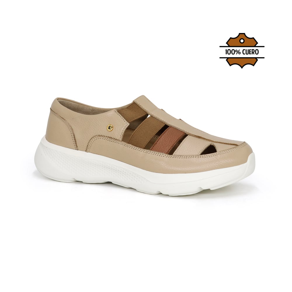 SANDALIAS CASUALES DE CUERO MUJER KA25Q4-CORAL - 1