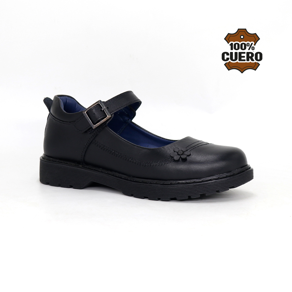 ZAPATOS ESCOLARES DE CUERO NIÑA FLOR-MV26Q1J - 1