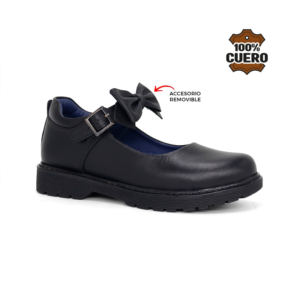 ZAPATOS ESCOLARES DE CUERO NIÑA LAZO-MV26Q1N - 1