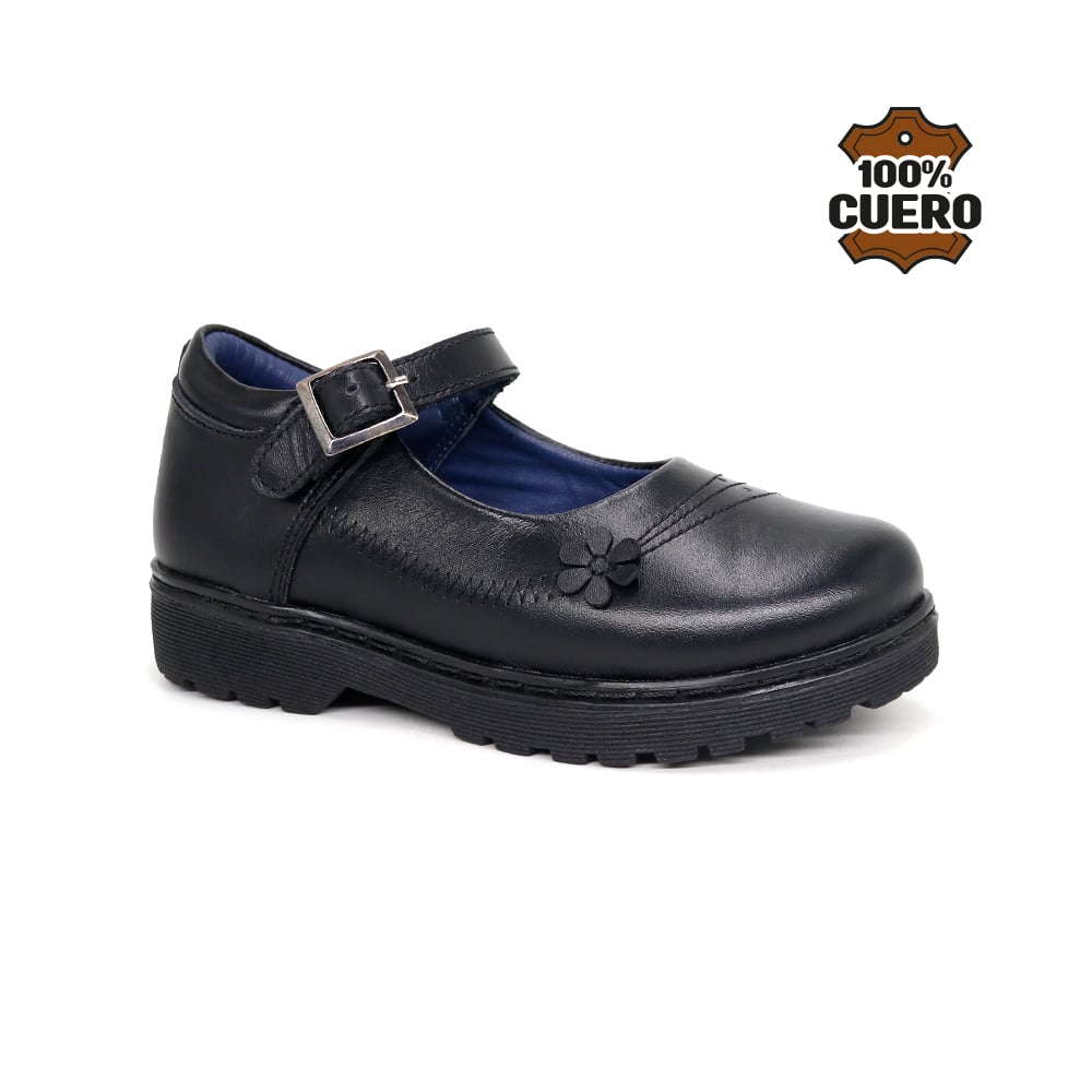 ZAPATOS ESCOLARES DE CUERO NIÑA FLOR-MV26Q1N - 1
