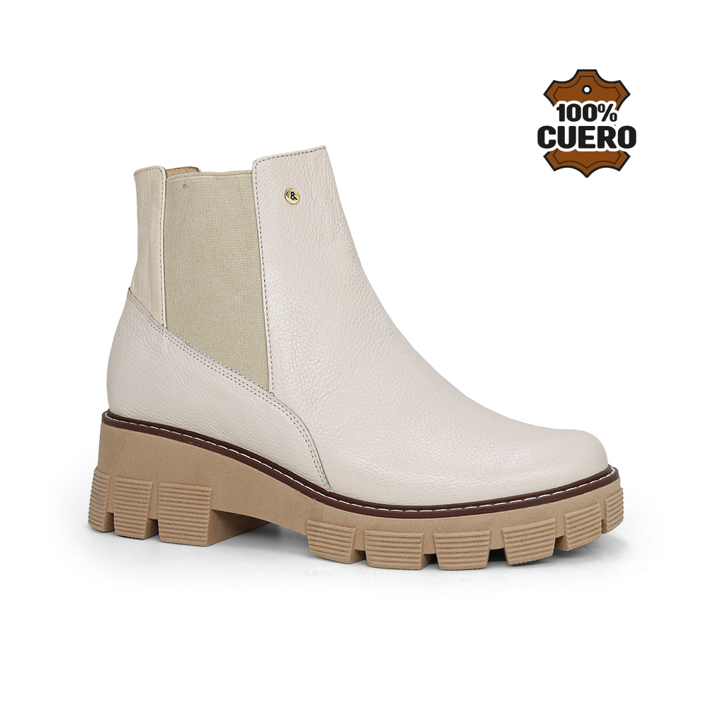 BOTINES CHELSEA MUJER PARYSS 100% PAYSS 2615-KA26Q1 CUERO HUESO - 1