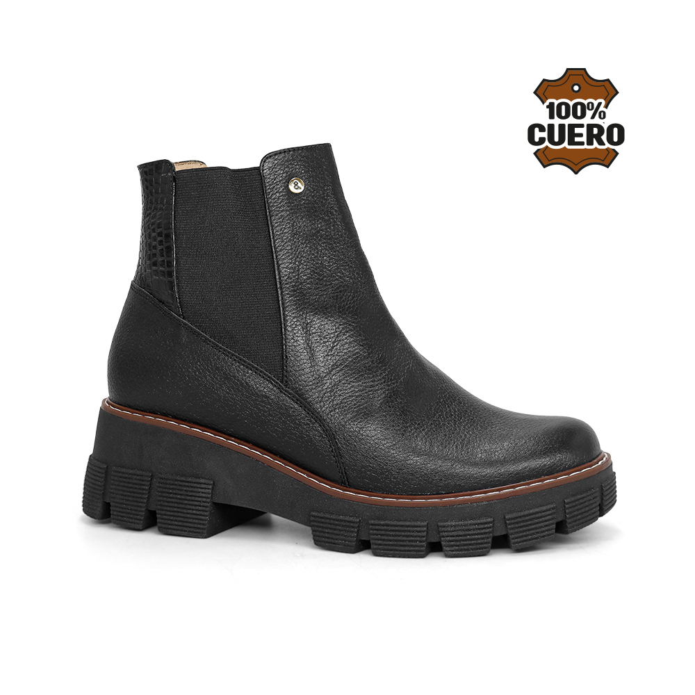 BOTINES CHELSEA MUJER PARYSS 100% PAYSS 2615-KA26Q1 CUERO NEGRO - 1