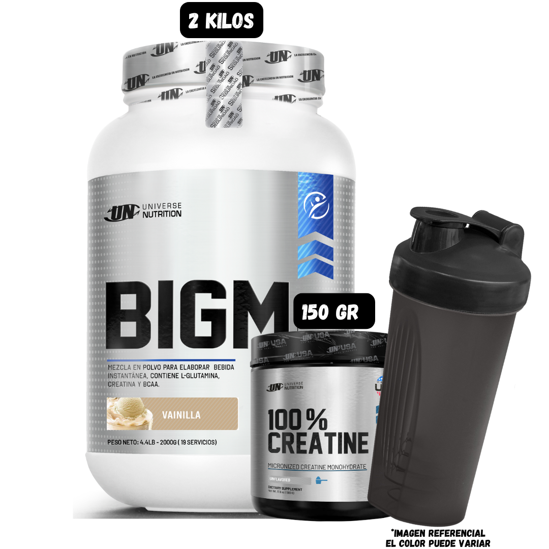BIGM 2 KG (VAINILLA) + CREATINA UN 150 GRAMOS + SHAKER - 1