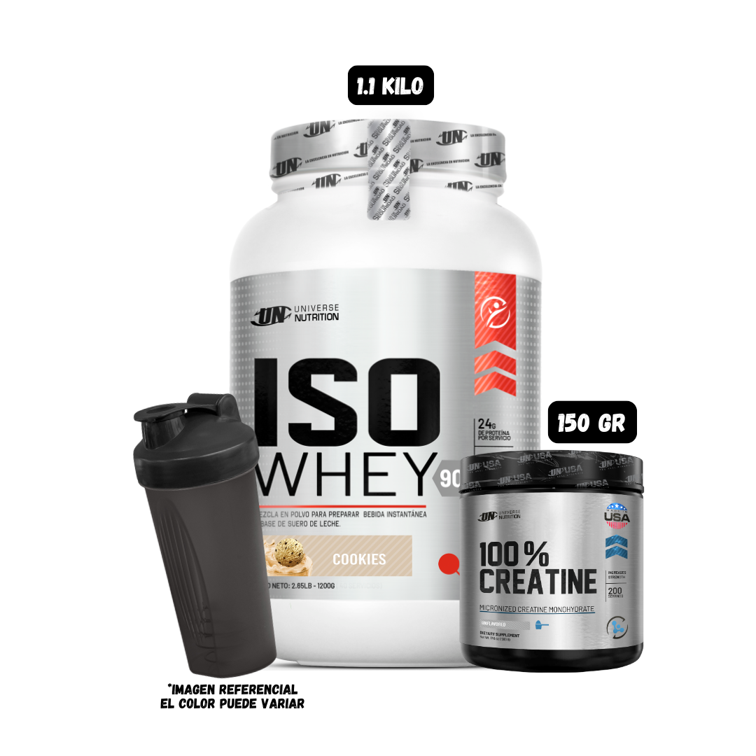 ISO WHEY 90 1.1 KG (COOKIES) + CREATINA UN 150 GRAMOS + 1 SHAKER - 1