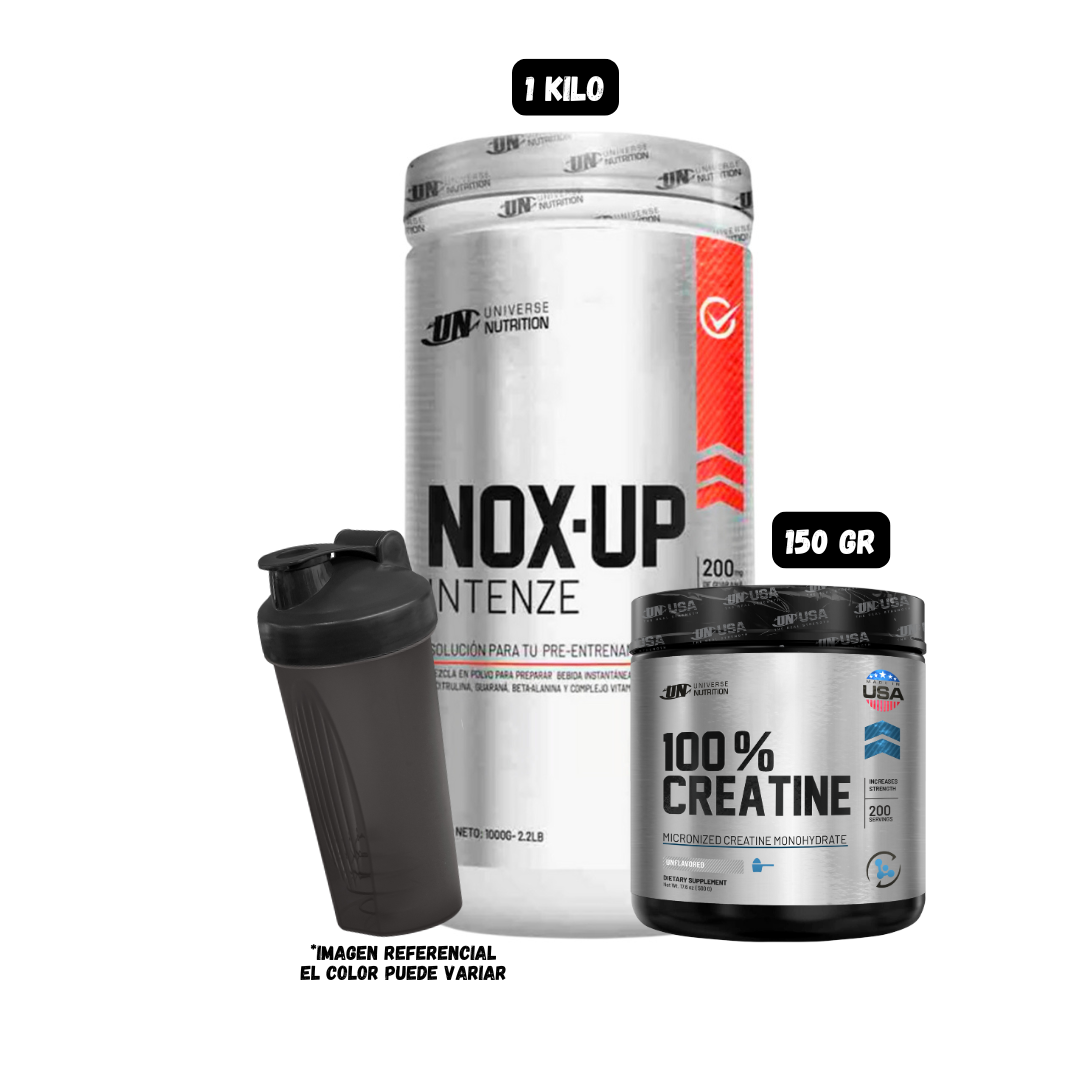 PRE ENTRENO NOX UP INTENZE 1 KG CITRUS PUNCH + CREATINA UN 150 GR + 1 SHAKER - 1