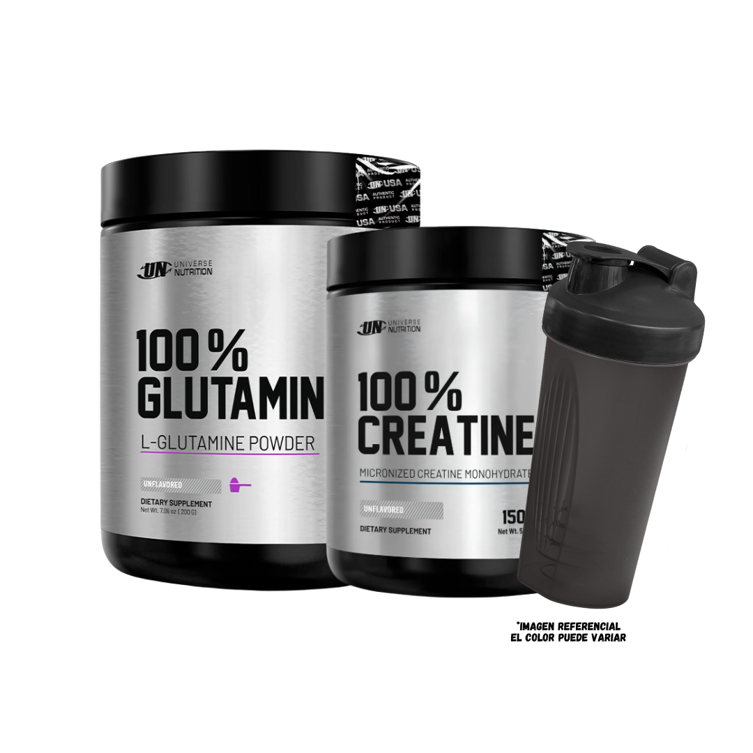 GLUTAMINA UN 200 GR + CREATINA UN 150 GR + 1 SHAKER - 1