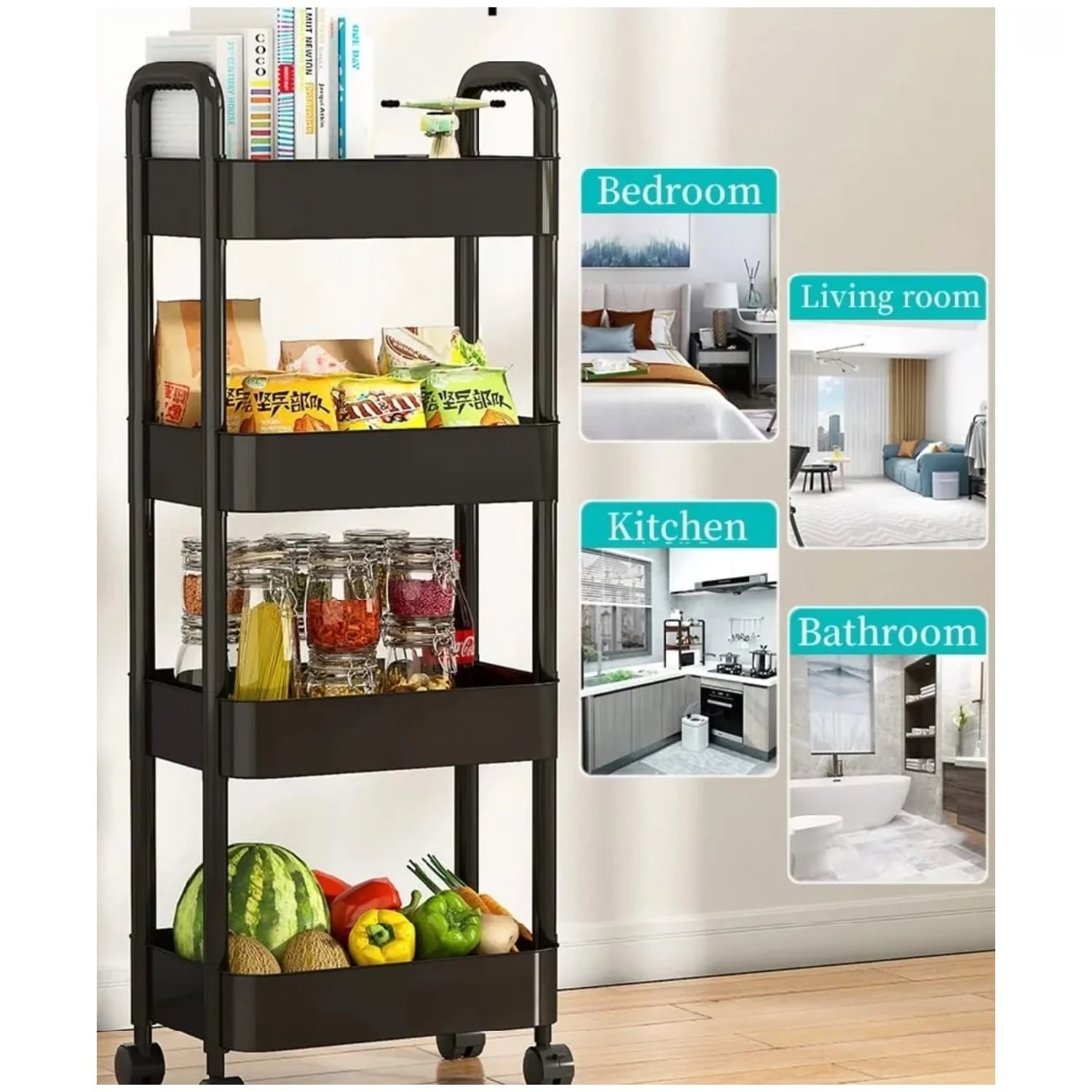 ORGANIZADOR METAL CARRITO MULTIUSOS 4 NIVELES - 1