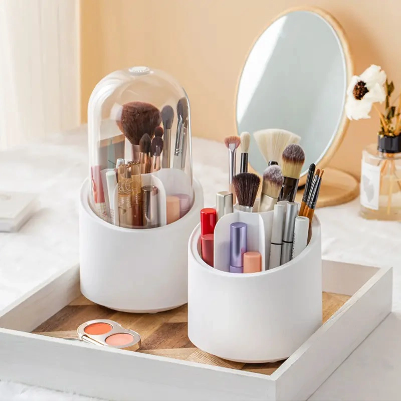 ORGANIZADOR BROCHAS Y MAQUILLAJE 360° GIRATORIO DISEÑO ELEGANTE PORTATIL - 1