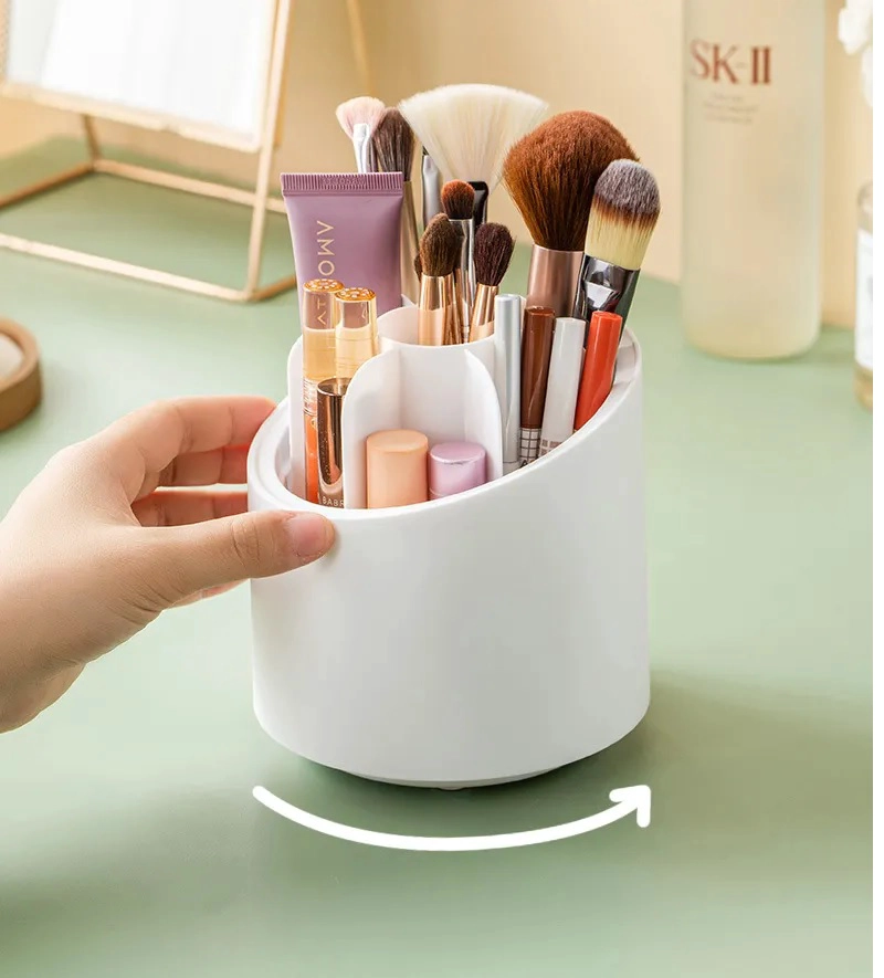 ORGANIZADOR BROCHAS Y MAQUILLAJE 360° GIRATORIO DISEÑO ELEGANTE PORTATIL - 2