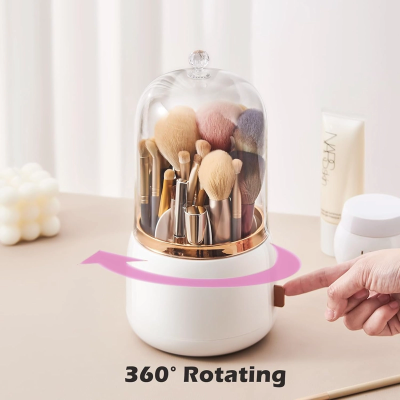 ORGANIZADOR BROCHAS Y MAQUILLAJE 360° GIRATORIO DISEÑO ELEGANTE PORTATIL - 4