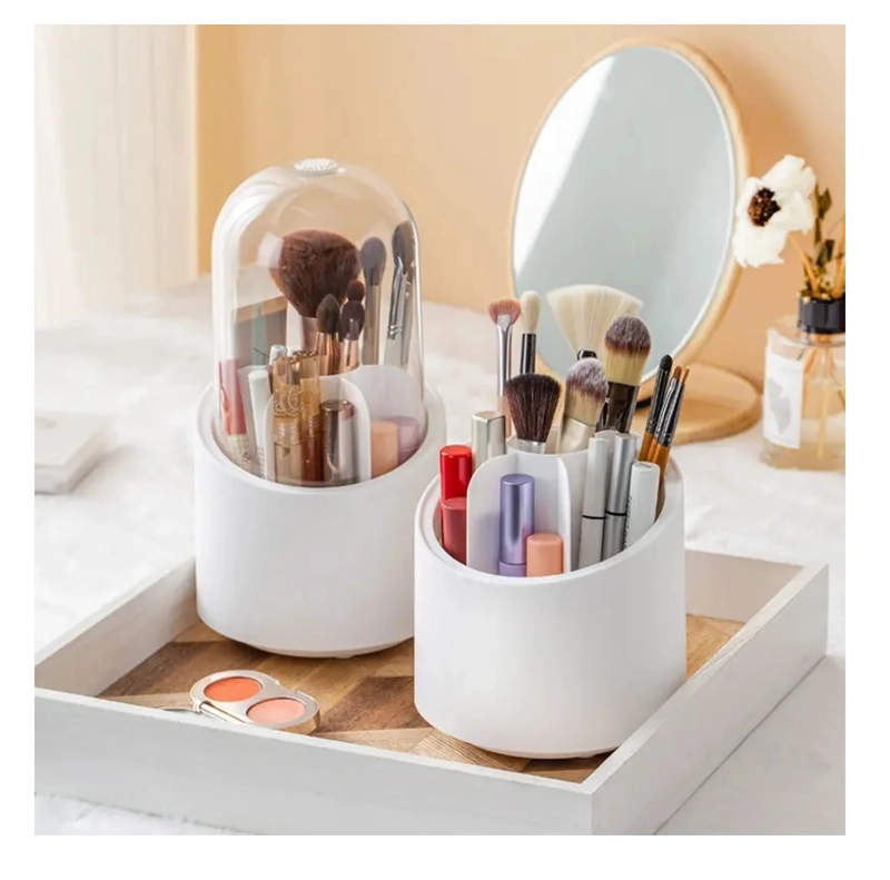 ORGANIZADOR BROCHAS Y MAQUILLAJE 360° GIRATORIO DISEÑO ELEGANTE PORTATIL - 6