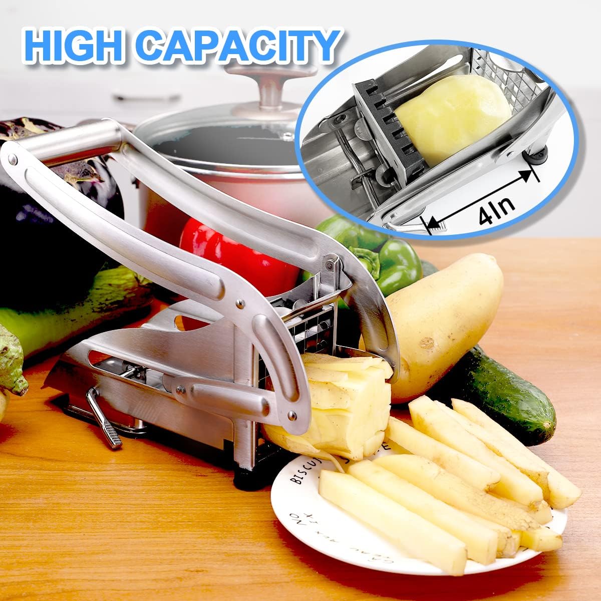 PICADOR DE PAPAS Y VERDURAS MÁS 32 CORTES AL INSTANTE ACERO INOXIDABLE- PAPAS LISTAS PARA TU FREIDORA AIRE - 4