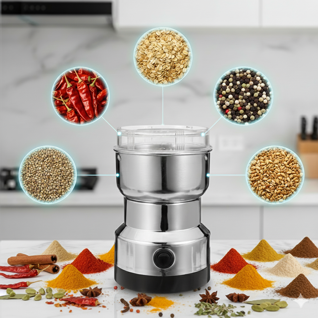 MOLINO DE CAFE| MUELE GRANOS, ESPECIAS Y SEMILLAS AL INSTANTE- ACERO INOXIDABLE-SALUDABLE - 1