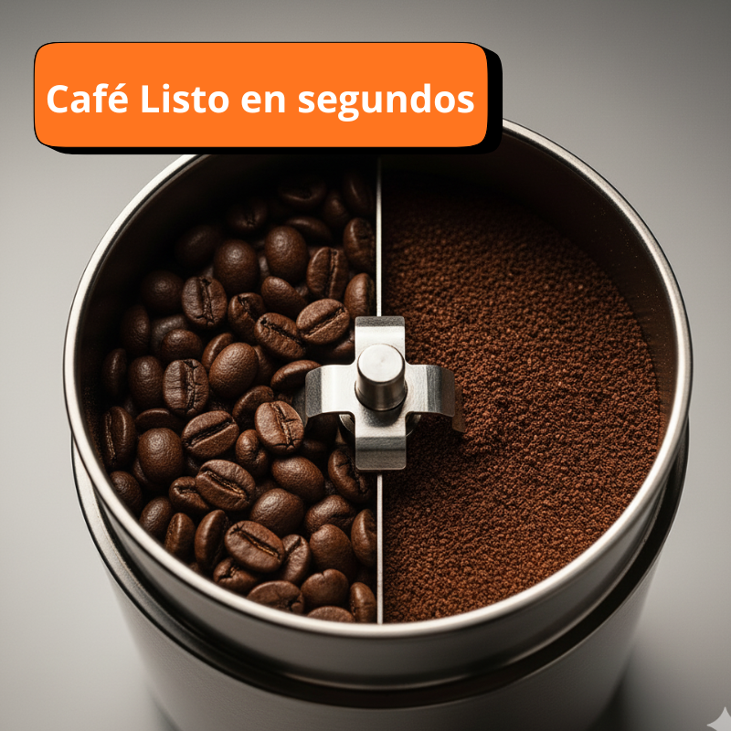 MOLINO DE CAFE| MUELE GRANOS, ESPECIAS Y SEMILLAS AL INSTANTE- ACERO INOXIDABLE-SALUDABLE - 3