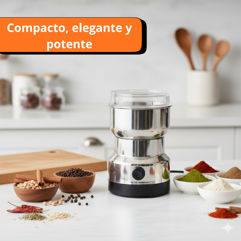 MOLINO DE CAFE| MUELE GRANOS, ESPECIAS Y SEMILLAS AL INSTANTE- ACERO INOXIDABLE-SALUDABLE - 6