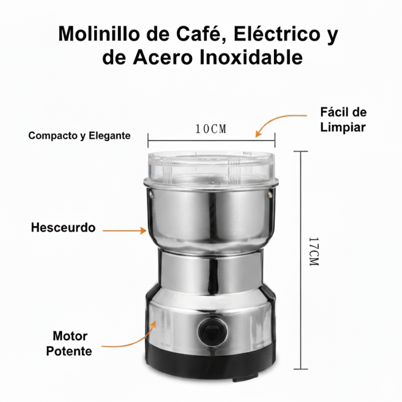 MOLINO DE CAFE| MUELE GRANOS, ESPECIAS Y SEMILLAS AL INSTANTE- ACERO INOXIDABLE-SALUDABLE - 7