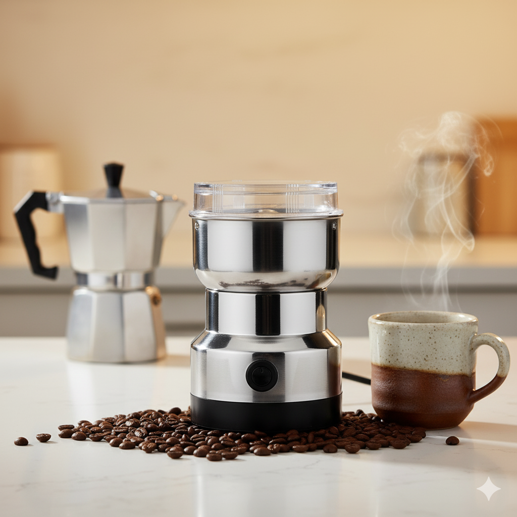 MOLINO DE CAFE| MUELE GRANOS, ESPECIAS Y SEMILLAS AL INSTANTE- ACERO INOXIDABLE-SALUDABLE - 9