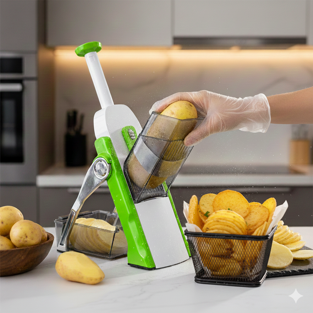 PICADOR MULTIFUNCIONAL VERDURAS Y PAPAS| CORTA EN CUBOS, JULIANAS, RODAJAS - 1