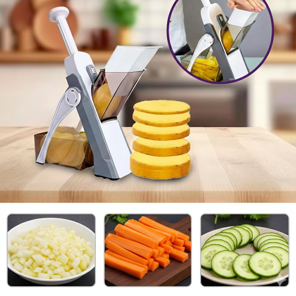 PICADOR MULTIFUNCIONAL VERDURAS Y PAPAS| CORTA EN CUBOS, JULIANAS, RODAJAS - 2