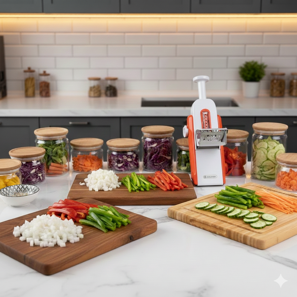 PICADOR MULTIFUNCIONAL VERDURAS Y PAPAS| CORTA EN CUBOS, JULIANAS, RODAJAS - 4