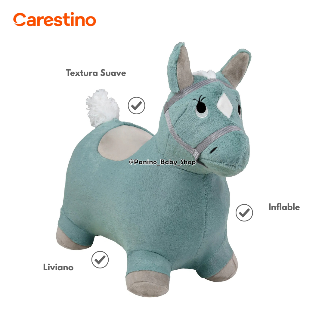 SALTARÍN PELUCHE INFLABLE PARA BEBÉ CARESTINO -ZOO- CABALLO VERDE - 3