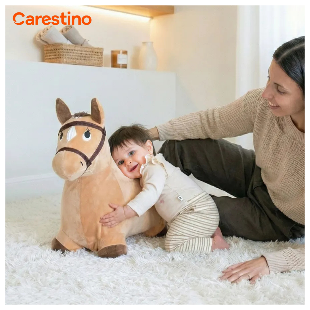 SALTARÍN PELUCHE INFLABLE PARA BEBÉ CARESTINO -ZOO- CABALLO MARRÓN - 2