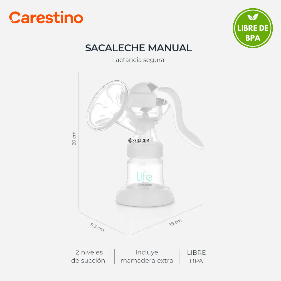 EXTRACTOR DE LECHE SACALECHE MANUAL CARESTINO -LIFE M- GRIS - 4