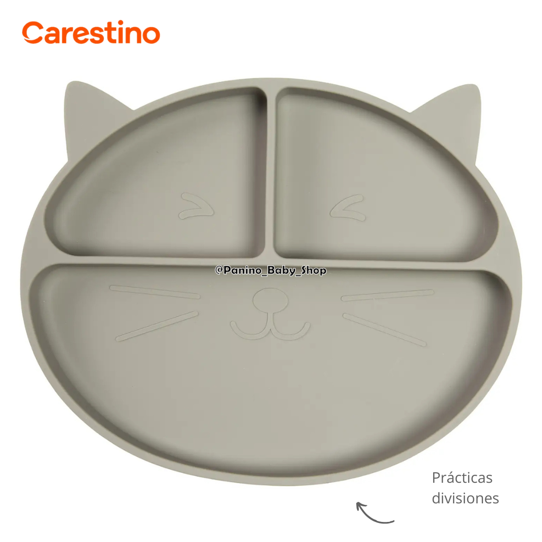 SET ALIMENTACIÓN PARA BEBÉS CARESTINO -GATITO- GRIS - 2