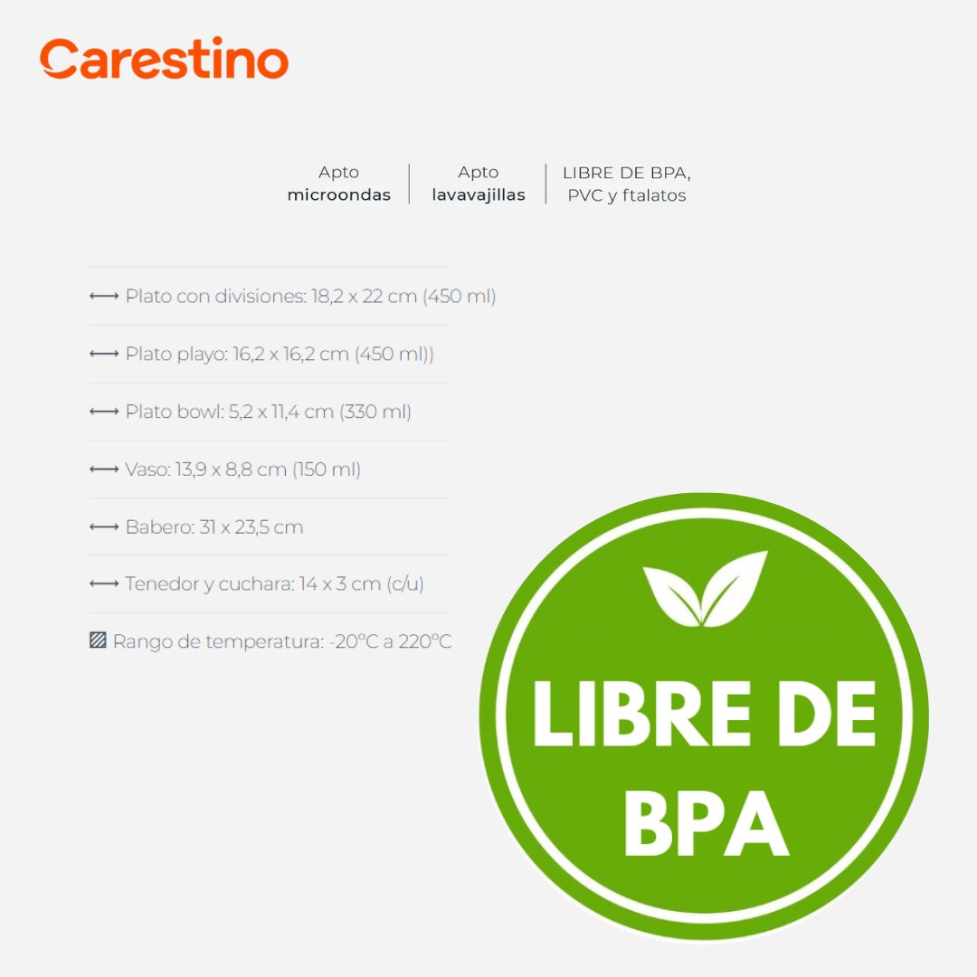 SET ALIMENTACIÓN PARA BEBÉS CARESTINO -GATITO- GRIS - 8