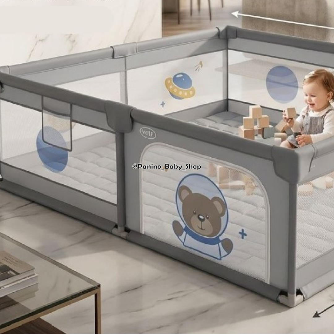 CORRAL PLEGABLE PLAYPEN 180X150 CM PARA BEBÉS -CERCO M- GRIS - 2