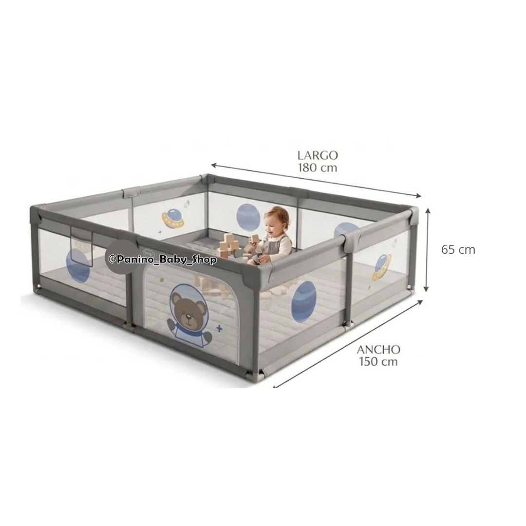 CORRAL PLEGABLE PLAYPEN 180X150 CM PARA BEBÉS -CERCO M- GRIS - 3