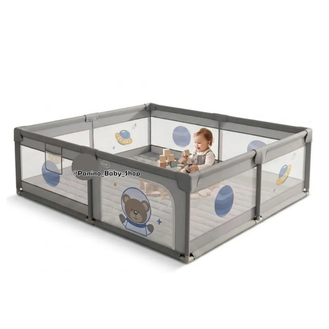 CORRAL PLEGABLE PLAYPEN 180X150 CM PARA BEBÉS -CERCO M- GRIS - 4