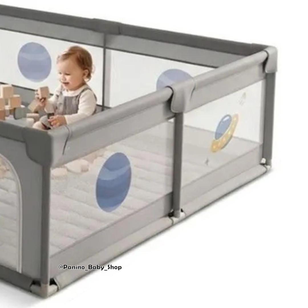 CORRAL PLEGABLE PLAYPEN 180X150 CM PARA BEBÉS -CERCO M- GRIS - 5