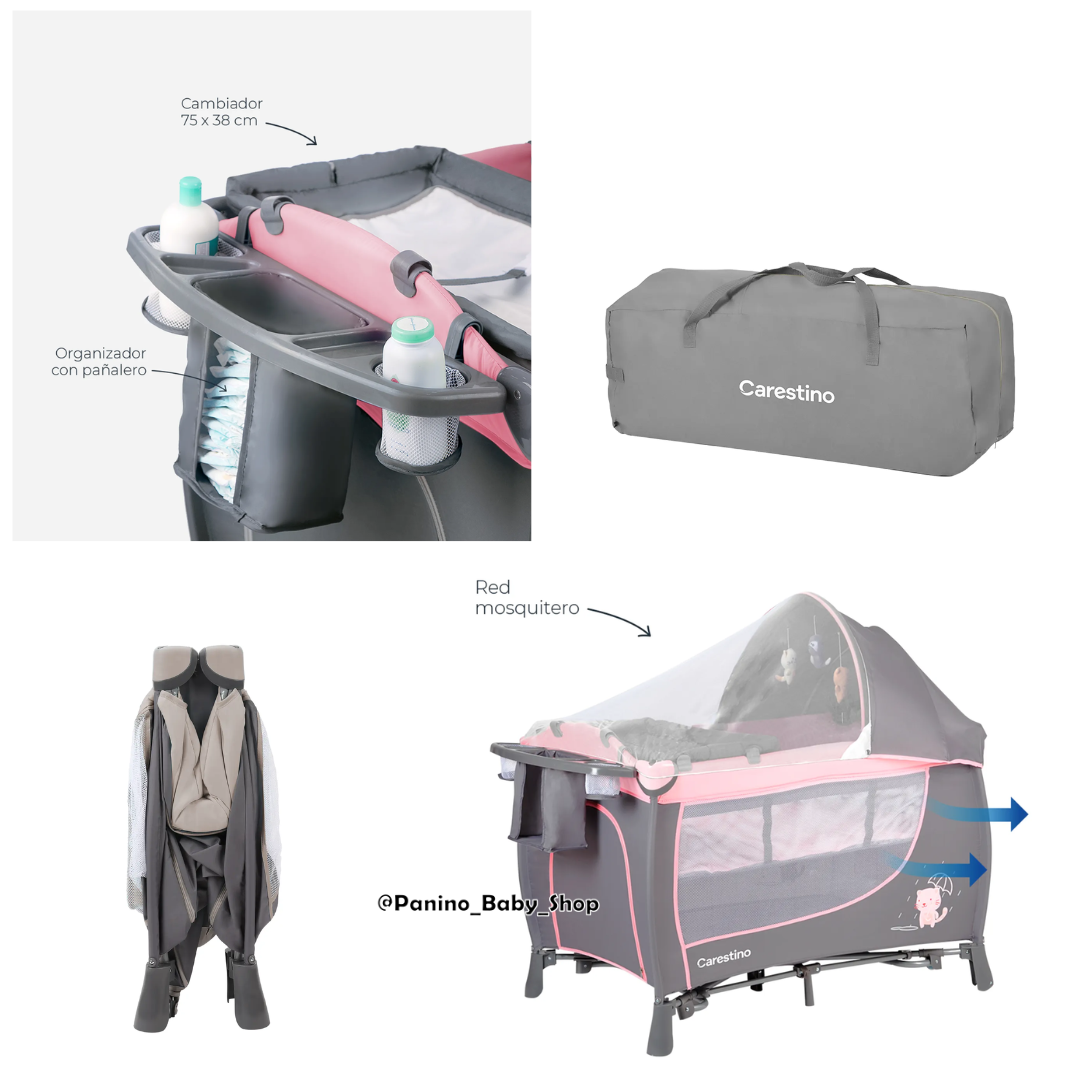 CUNA CORRAL CAMBIADOR PLEGABLE 2 NIVELES -MARSELLA- BEIGE - 5