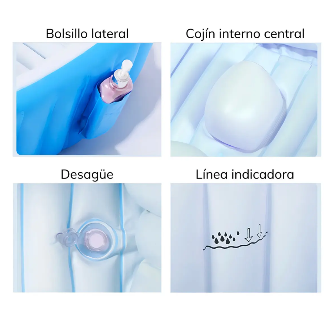 BAÑERA PISCINA INFLABLE PORTÁTIL PARA BEBÉ -SPA- CELESTE - 8